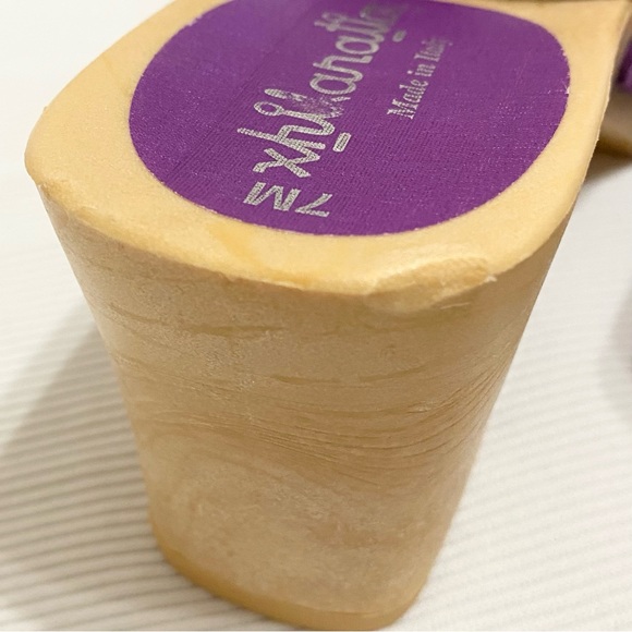 Vintage 90s Y2K Xhilaration Italy Purple Suede Plastic Chunky Heel Sandals - Picture 9 of 10